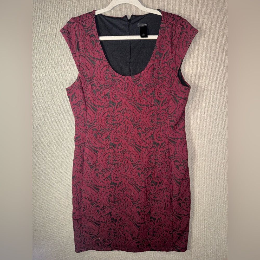 Ann Taylor size 12 Black and Red swirl cap sleeve Mini Dress